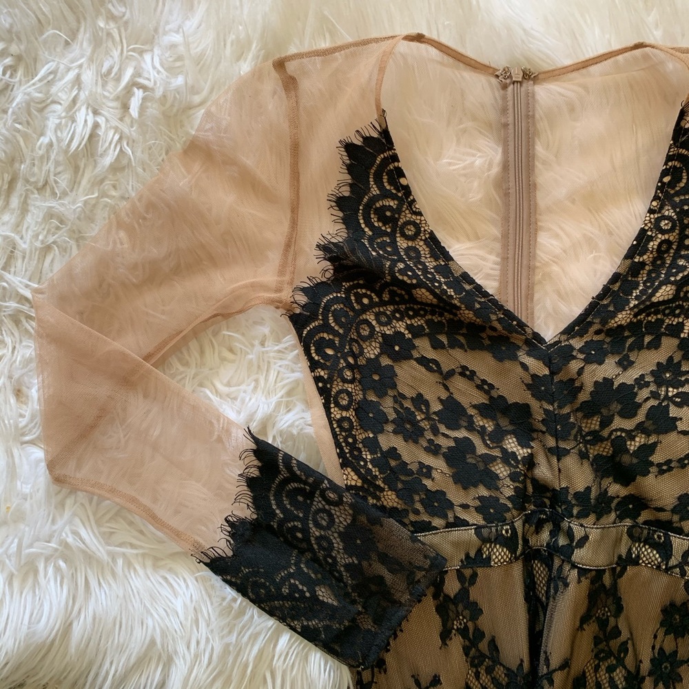 Black Lace and Nude Sheer Dress - Picture 5 of 7